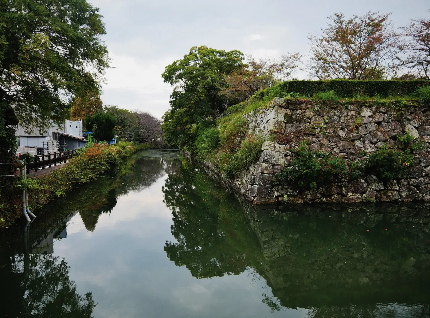 Moat walk along the outer defences of Himeji Castle, Japan