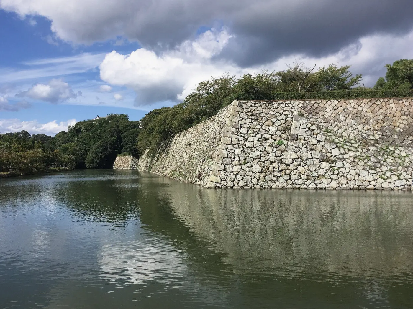 Himeji Castle keep above the moat on the three-city day trip from Osaka, Japan